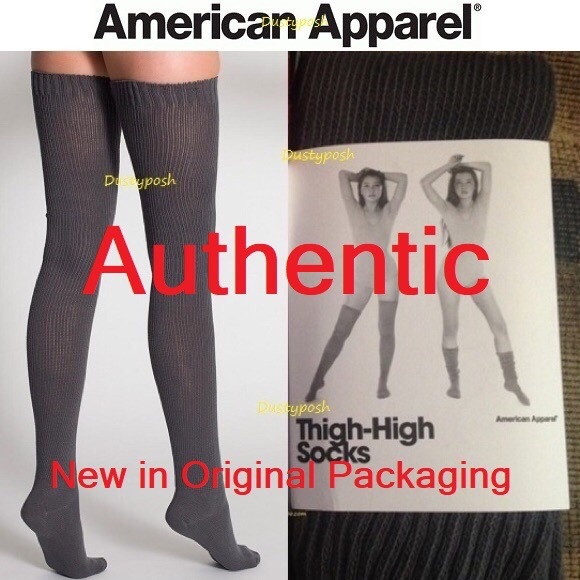 America Apparel Thigh High Socks Over The Knee Stripe New Black White Authentic - Picture 14 of 15